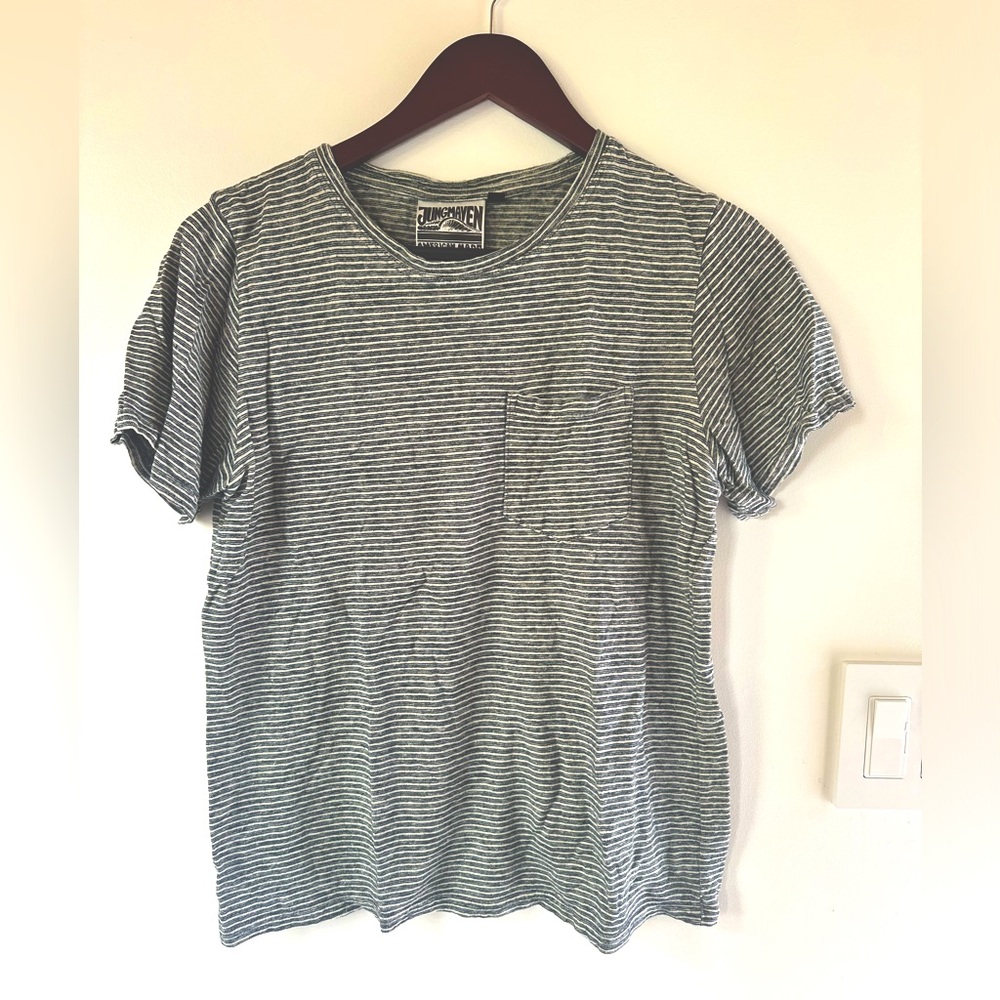 Jungmaven Baja Pocket Tee - Vintage - Striped - Unisex XS